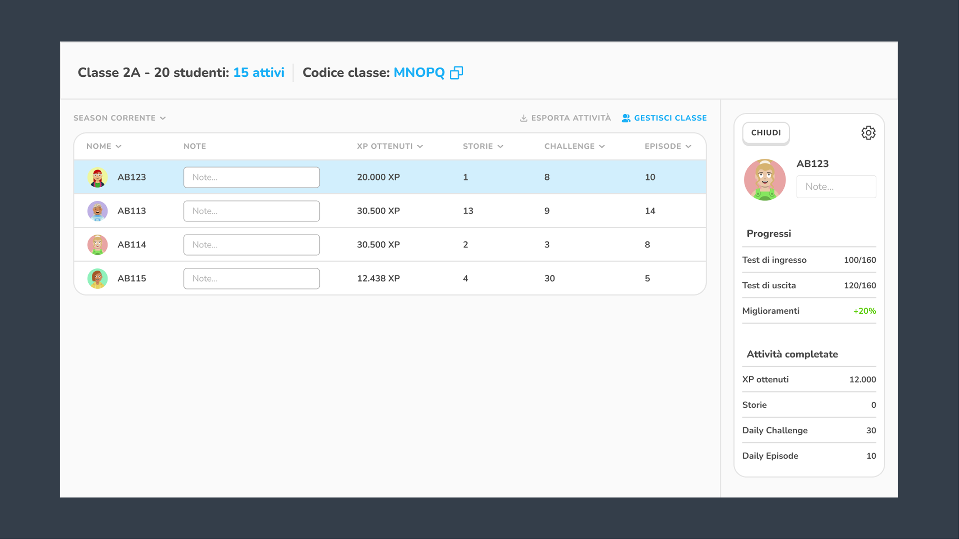 VIK Dashboard - Student Detail