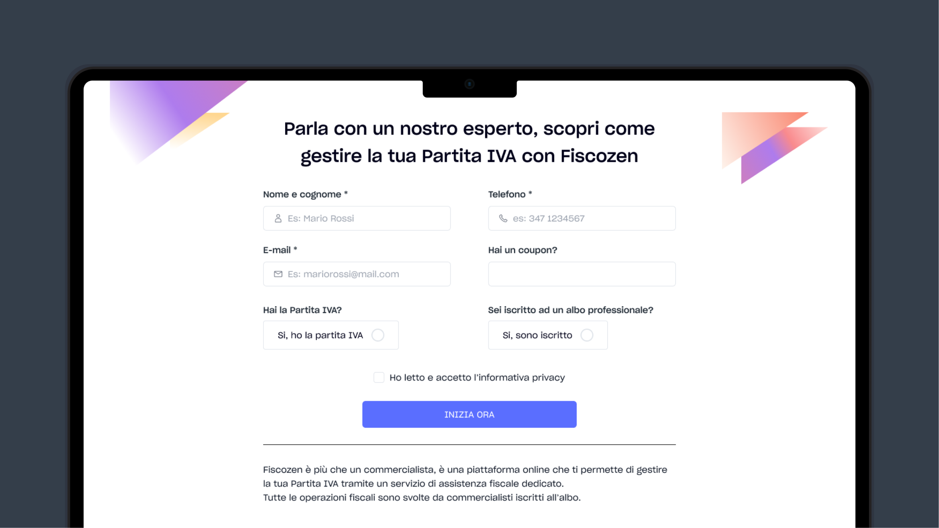 Fiscozen - Lead form