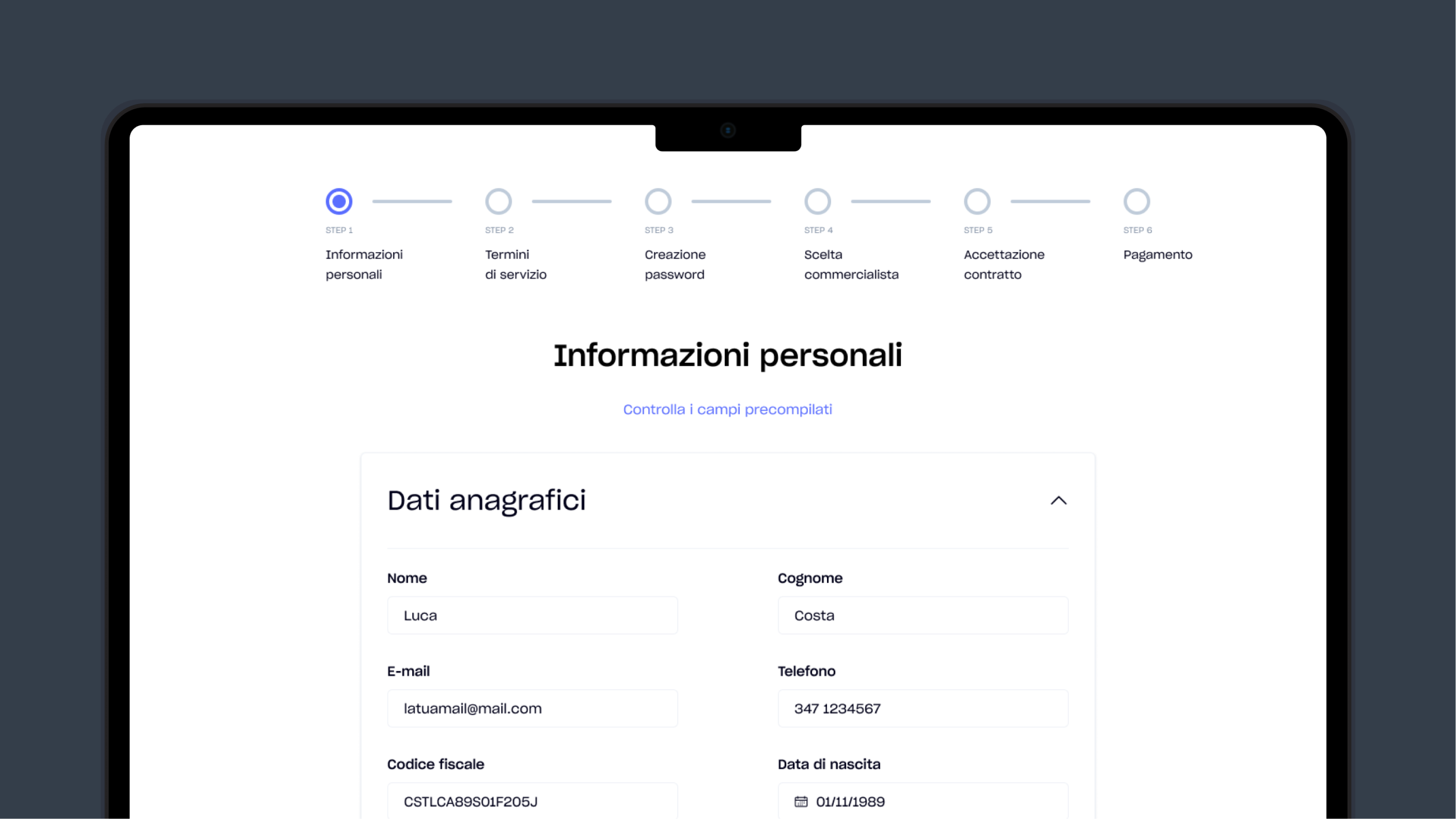 Fiscozen - Personal info